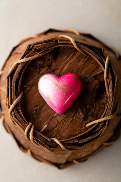 Amor corazón forma chocolate bombón superior — Foto de Stock