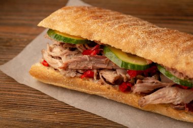 Ahşap paket sandviç yakın çekim