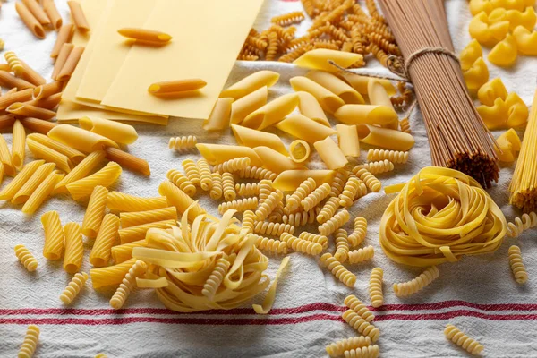 Close Variety Types Shapes Italian Pasta — Stock Photo, Image