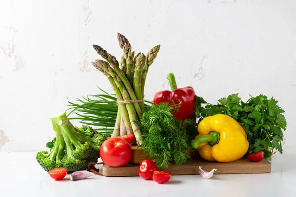 Varietà Prodotti Biologici Tavola Bianca — Foto Stock