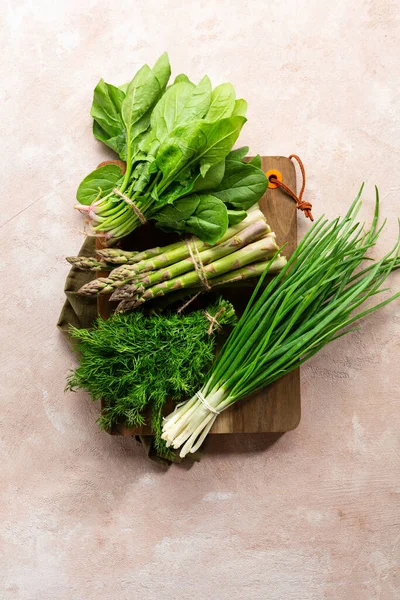Overhead View Fresh Spring Healthy Food — Stock Photo, Image