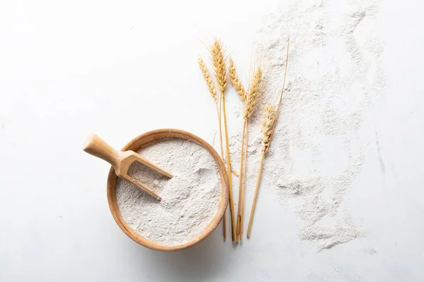 Overhead View Whole Grain Flour Light Surface — Stock Photo, Image