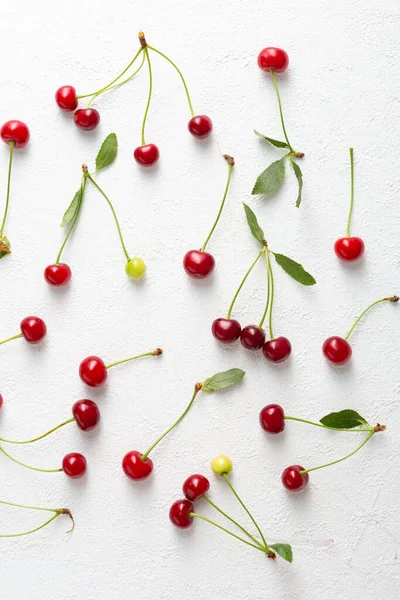 Vista Aérea Del Patrón Frutas Cereza Verano Blanco — Foto de Stock