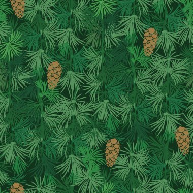 Çamın dalları çekme dikişsiz desen duvar. Herdem yeşil tasarım deseni