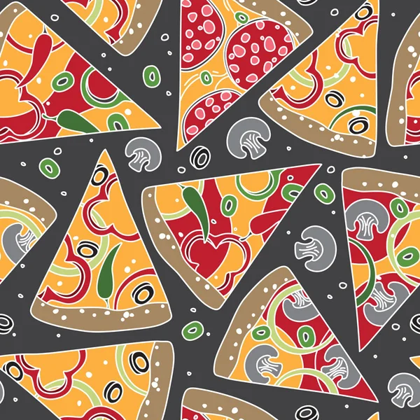 Pizza Kolorowy Wzór Graficzny Szarym Tle — Wektor stockowy