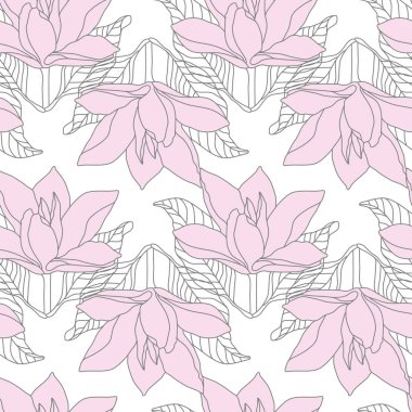 Beyaz üzerine pembe Manolya Seamless Modeli