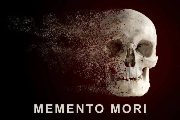 Hatás Megsemmisítése Homokvihar Neve Memento Mori Emberi Koponya — Stock Fotó