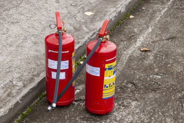Surgut Gres-2. Bölüm-134 yangın söndürme. Surgut, Rusya Federasyonu. 09/19/2018. Yarışmalar yangın söndürme üzerinde. Yangın söndürücüler.