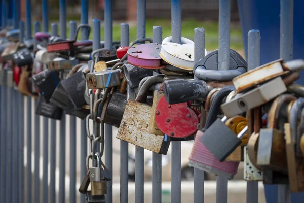 Padlocks on a bridge symbol of eternal love