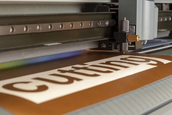 Snij Plotter Close Het Proces Van Snijden Van Een Vinyl — Stockfoto