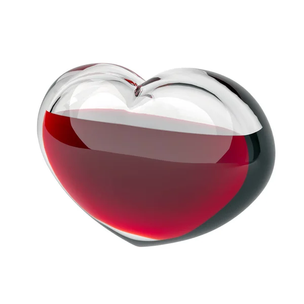 Glass Heart Filled Red Liquid Blood Isolated White Background Clipping — Stock Photo, Image