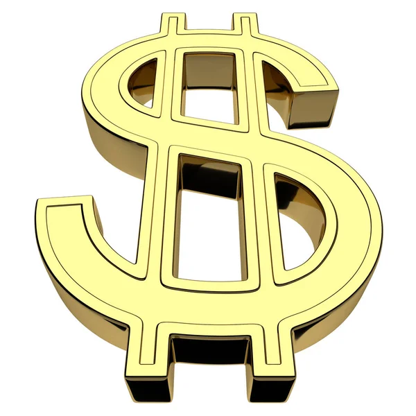 Rendering Van Ons Dollar Munt Symbool Goud Geïsoleerd Een Witte — Stockfoto