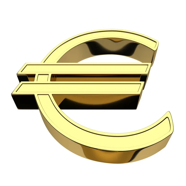 Rendering Currency Euro Symbol Gold Isolated White Background Front View — Stock Photo, Image