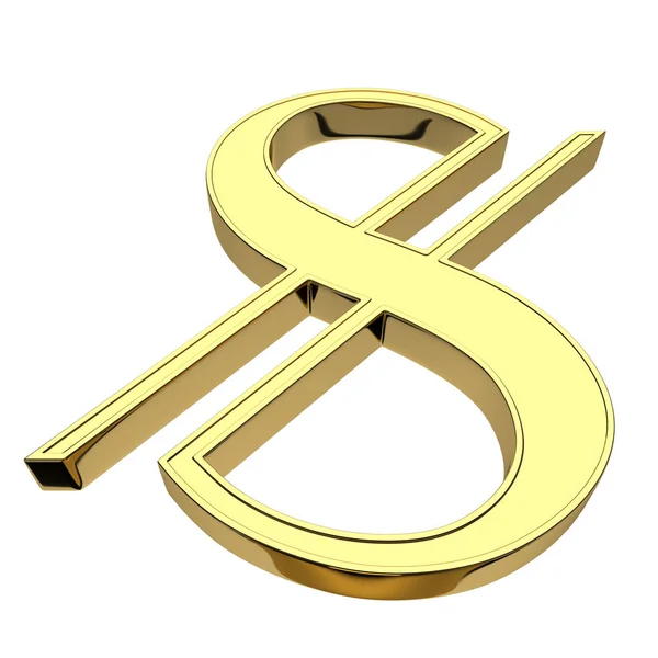 Рендерінг Символом Грошової Одиниці Узбецької Сом Золото Ізольовані Білому Тлі — стокове фото