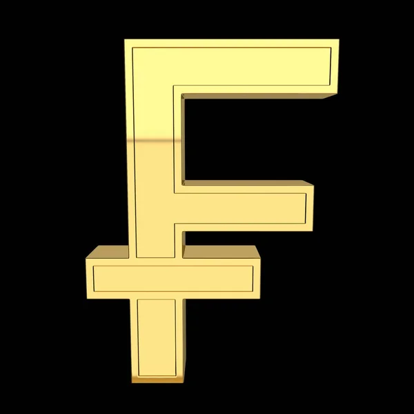 Render Symbolet Den Schweiziska Valutan Schweiziska Frank Metallic Guld Isolerade — Stockfoto
