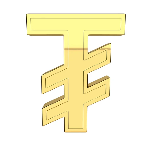 Darstellung Des Symbols Der Mongolischen Währung Mongolischer Tugrik Metallisch Gold — Stockfoto