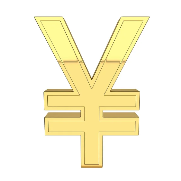 Визуализация Символа Знака Валюты Юаня Японской Китайской Валюты Металлические Золотые — стоковое фото