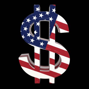 Para birimi simgesiyle ulusal bayrak. YTL. 3d render siyah izole. Önden görünüm.