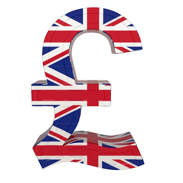 Símbolo Moneda Con Bandera Nacional Libra Británica Renderizado Aislado Blanco — Foto de Stock
