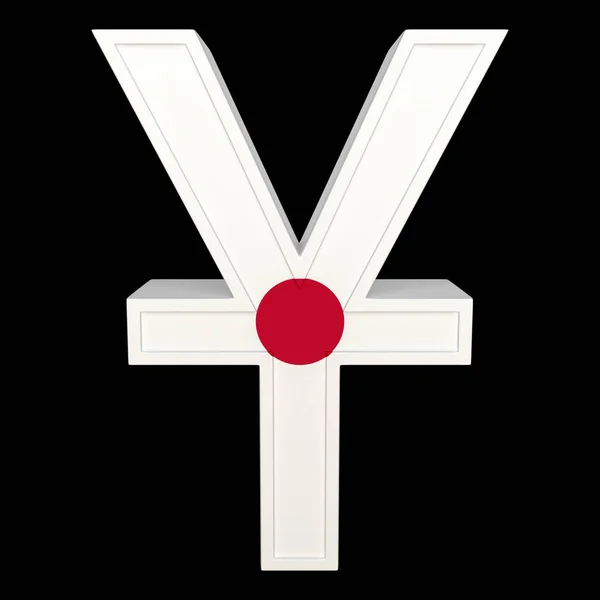 Simbolo Valuta Con Bandiera Nazionale Yen Rendering Isolato Nero Vista — Foto Stock