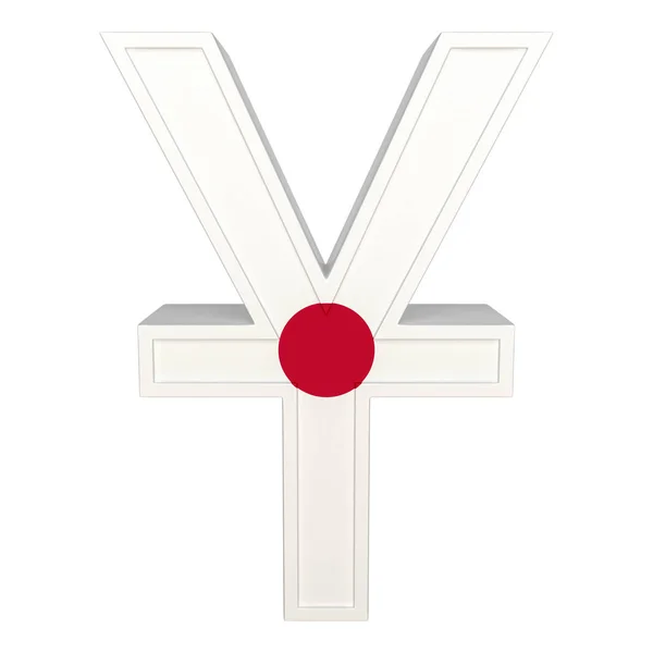 Simbolo Valuta Con Bandiera Nazionale Yen Rendering Isolato Bianco Vista — Foto Stock
