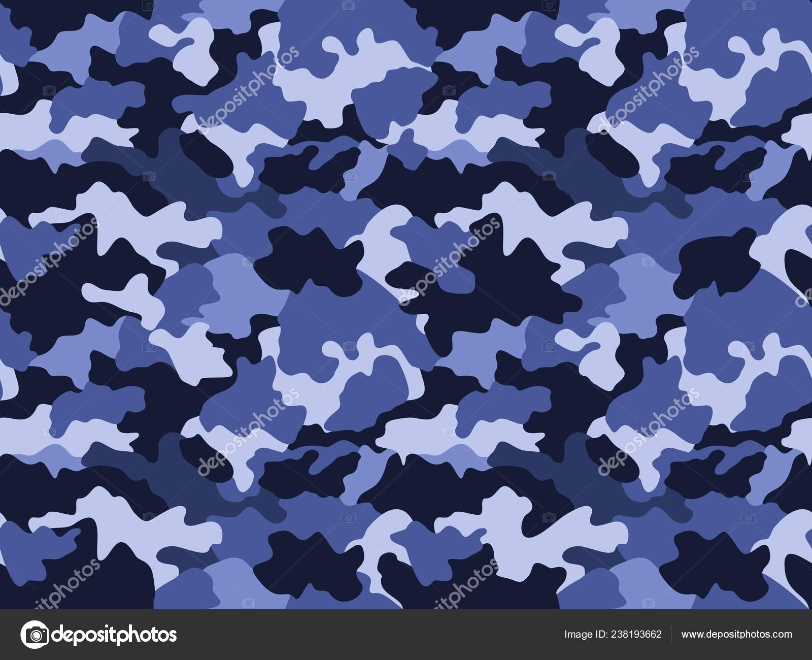 Camouflage Pattern Background Blue Colors Seamless Military ...