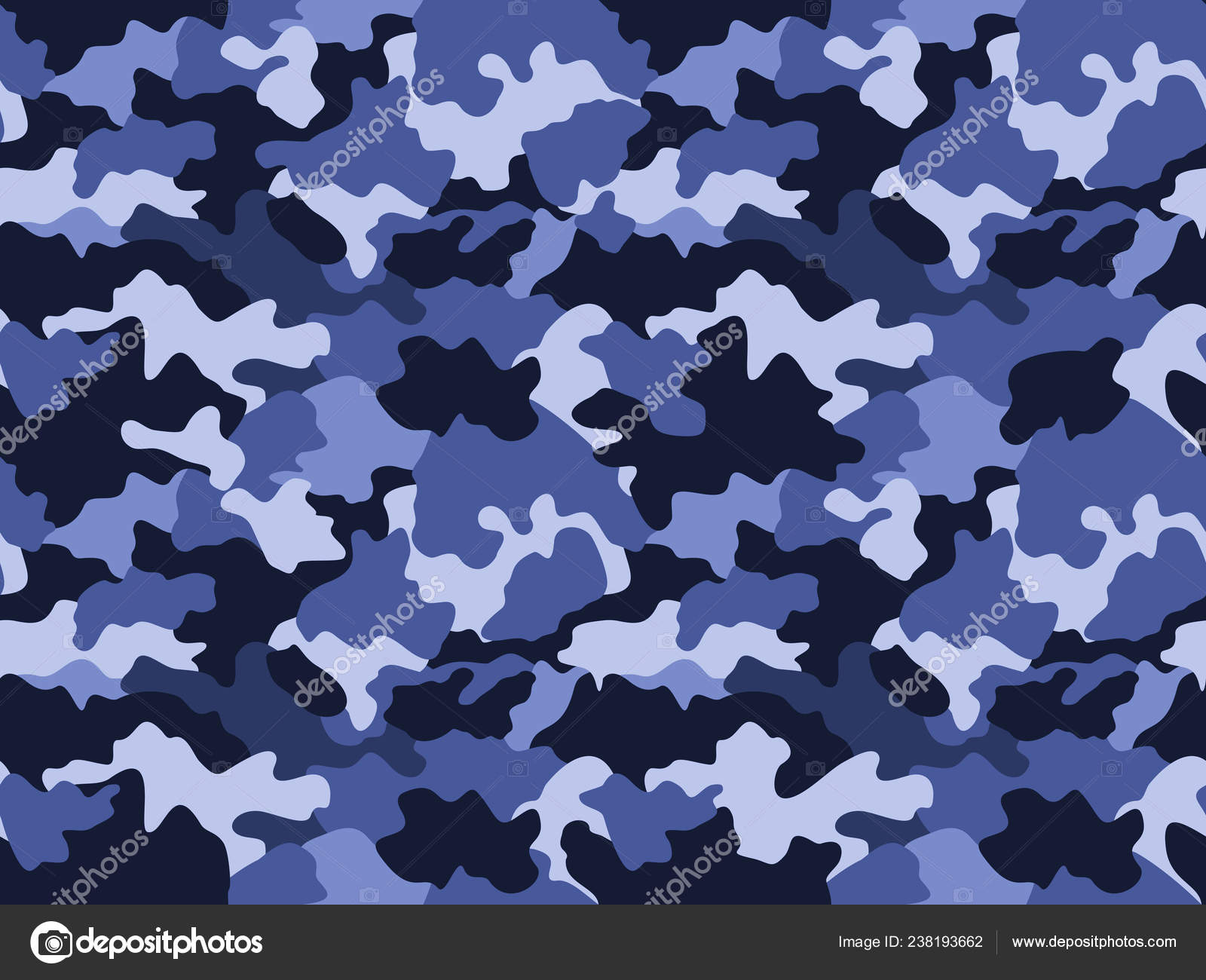 Camouflage Pattern Background Blue Colors Seamless Military Fashion