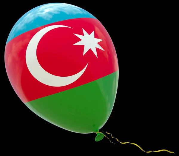 Azerbaycan Devlet Bayrağı Görüntü Ile Balon Render Siyahta Izole Çizimler — Stok fotoğraf