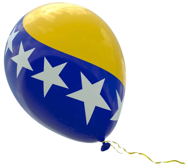 Воздушный Шар Изображением Государственного Флага Боснии Герцеговины Рендеринг Иллюстрации Изолированные — стоковое фото