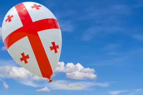 一个印有格鲁吉亚国旗的气球正在蓝天上飘扬 可视化 — 图库照片