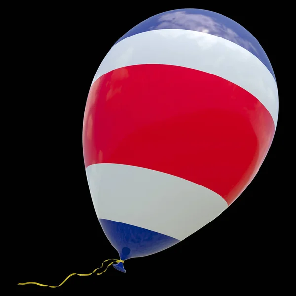 Balon Wizerunkiem Flaga Narodowa Kostaryki Render Ilustracja Białym Czarnym Tle — Zdjęcie stockowe