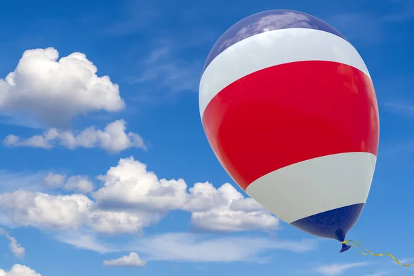 Воздушный Шар Изображением Государственного Флага Коста Рики Летящий Против Голубого — стоковое фото