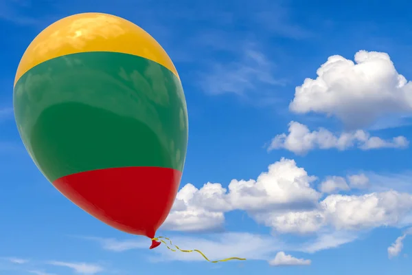 Balón Obrazem Státní Vlajkou Litvy Letící Proti Modré Obloze Vizualizace — Stock fotografie