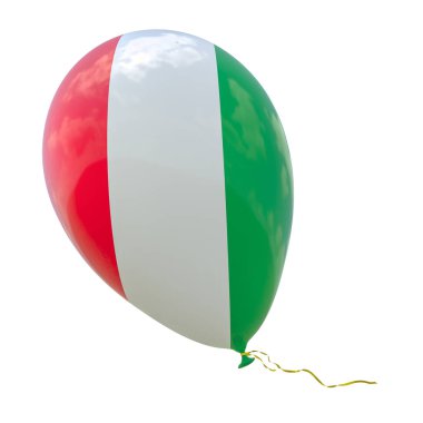 İtalya'nın ulusal bayrak görüntü ile balon. 3D render, illüstrasyon izole beyaz.