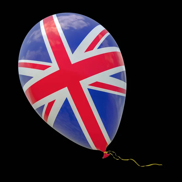 Balón Obrazem Státní Vlajka Velké Británie Vykreslování Ilustrace Izolované Černém — Stock fotografie