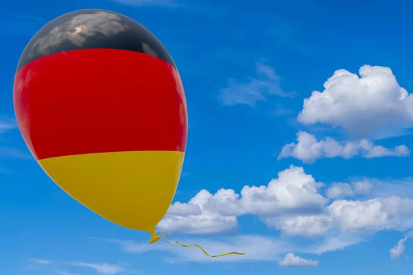 Ballon Joyeux Avec Image Drapeau National Allemagne Contre Ciel Bleu — Photo