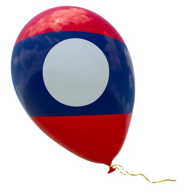 Laos bayrağı görüntü ile balon. 3D render, illüstrasyon izole beyaz.
