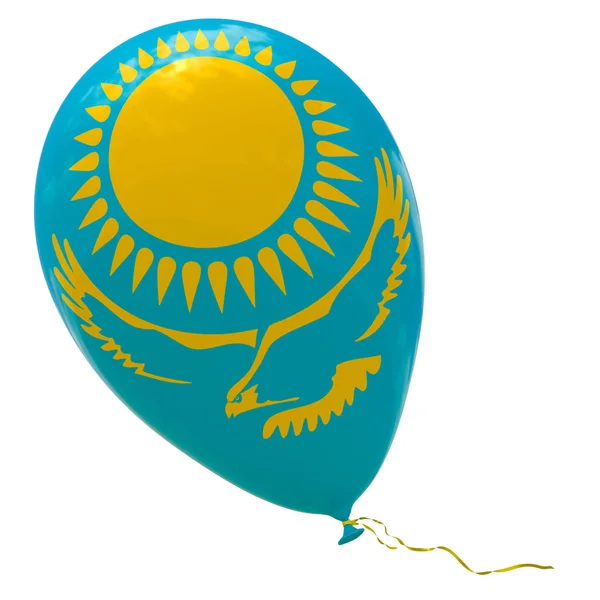 Воздушный Шар Изображением Государственного Флага Казахстана Рендеринг Иллюстрация Изолирована Белом — стоковое фото
