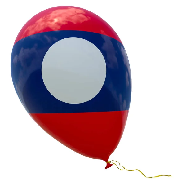 Ballon Avec Image Drapeau National Laos Rendu Illustration Isolée Sur — Photo