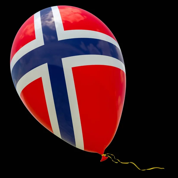 Balón Obrazem Státní Vlajka Norska Vykreslování Ilustrace Izolované Černém Pozadí — Stock fotografie