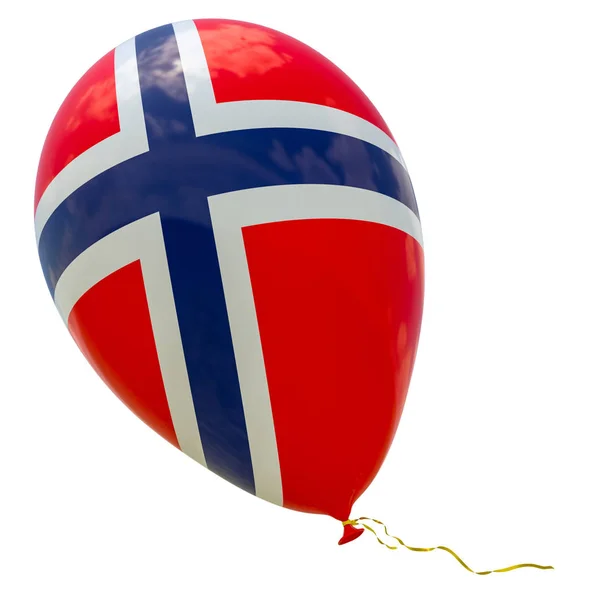 Balão Com Imagem Bandeira Nacional Noruega Renderização Ilustração Isolada Branco — Fotografia de Stock