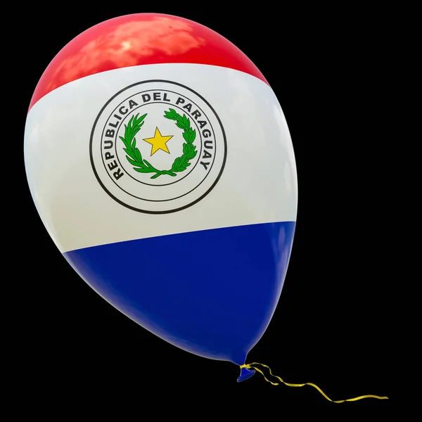 Воздушный Шар Изображением Государственного Флага Парагвая Рендеринг Иллюстрация Изолирована Черном — стоковое фото