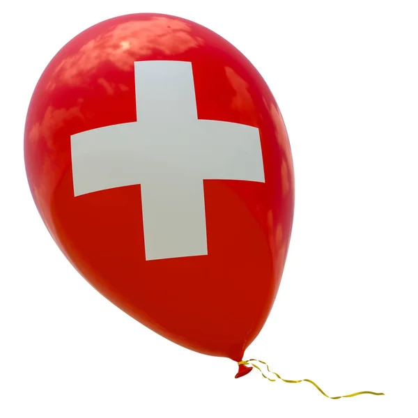 Ballon Mit Dem Konterfei Der Schweizer Nationalflagge Darstellung Illustration Isoliert — Stockfoto