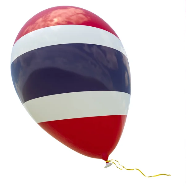 Воздушный Шар Изображением Государственного Флага Таиланда Рендеринг Иллюстрация Изолирована Белом — стоковое фото