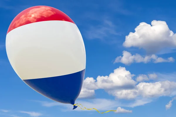 Nafukovací Balónek Obrazem Státní Vlajka Francie Plující Modré Obloze Vykreslování — Stock fotografie