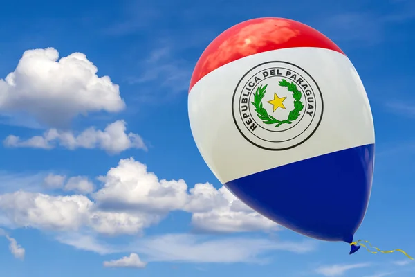Şişme balon Paraguay, mavi gökyüzüne uçan bayrağı görüntü ile. 3D render, illüstrasyon kopya alanı ile.