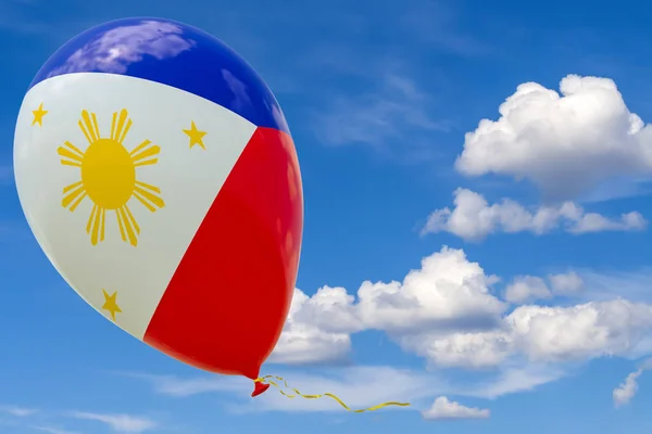 Надувной Воздушный Шар Изображением Национального Флага Филиппин Летящий Голубому Небу — стоковое фото