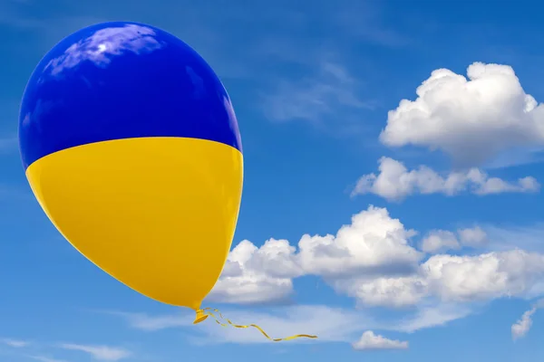 Inflatable Balloon Image National Flag Ukraine Flying Blue Sky Rendering — Stock Photo, Image