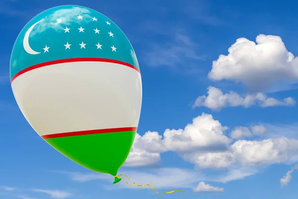 Uppblåsbar Ballong Med Bilden Flagga Uzbekistan Flyger Genom Den Blå — Stockfoto