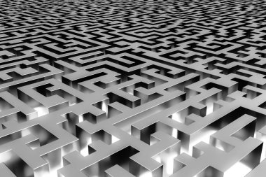 Üç boyutlu sonsuz Labirent, içeriden aydınlatılmış. PE